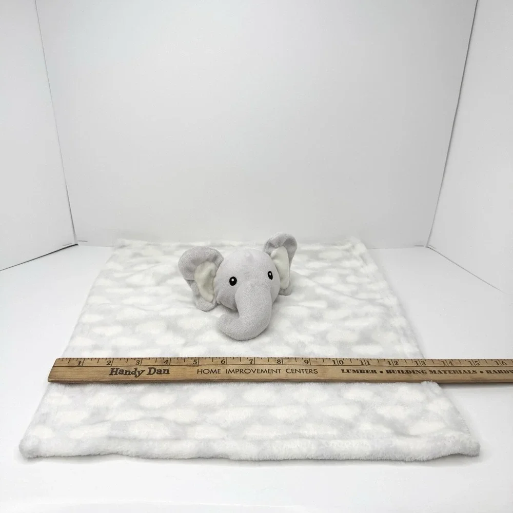 HB Hudson Baby Elephant Plush Lovey Security Blanket Gray White